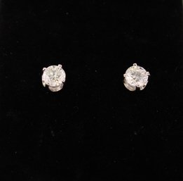 1.85 Carat TW Diamond Stud Earrings With Crown Settings