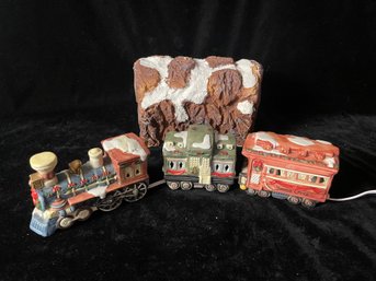 Christmas Village And Train Figurine Collection