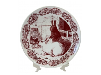 Creative Co-op Red Transferware Rabbits & Hen 11' Diameter