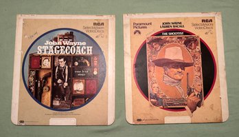 2 RCA SelectVision VideoDiscs - John Wayne (last Film Before Death) Stagecoach (BxW), The Shootist-Lot 8