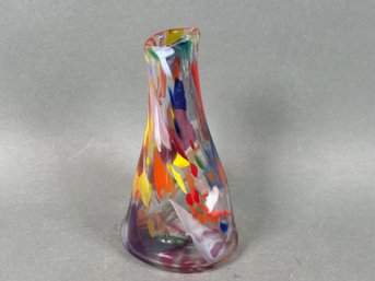 A Signed Multi Color Glass Vase