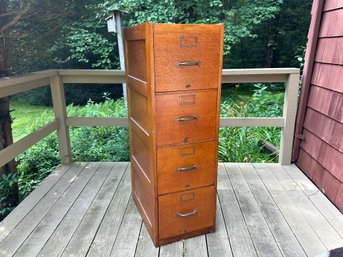 Solid Oak Antique Globe File Cabinet