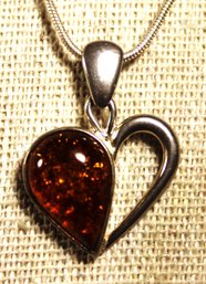 Sterling Silver Chain Necklace Heart Shaped Pendant 16' Long