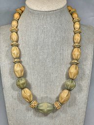 Carved Wood Beaded Necklace Made To Look Like Bakelite