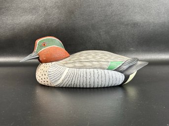 A Beautiful Vintage Handcrafted Decoy: Green-Winged Teal, Signed (Jones)