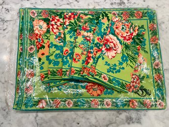 April Cornell Home Cleection Green Floral Cotton Placemats & Napkins - Set Of Six