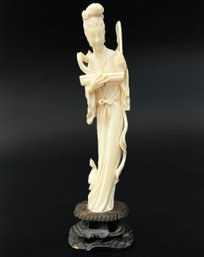 An Antique Japanese Netsuke Carving On Wood Base, Early 20th Century