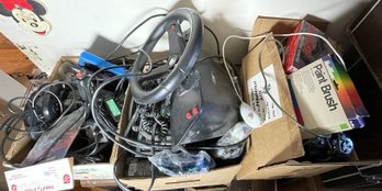 VIDEO GAME AND ELECTRONICS BOX LOT INCLUDES COLECOVISION, SEGA AND MUCH MORE