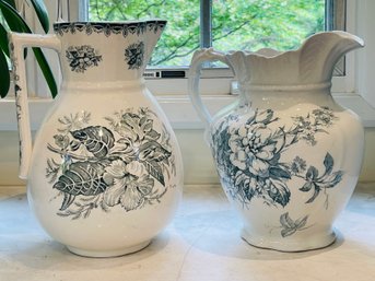 An Alfred Meakin Jesmond Pitcher And A Floral Ironstone Pitcher
