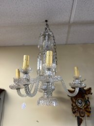 Bohemian Cut Crystal 5 Arm Chandelier