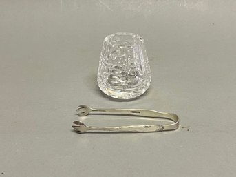 Sterling Tongs And Waterford Dish