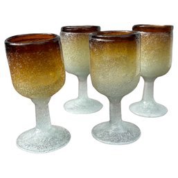 Amber Artglass Hand Blown Wine Glasses