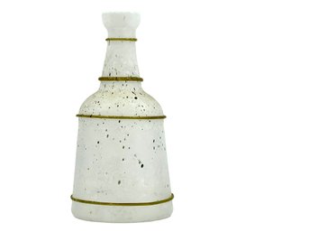 Handblown & Sculpted White Glass Vase With Gold Trim & Scavo Finish - Crafted By A Local Guilford Artist-