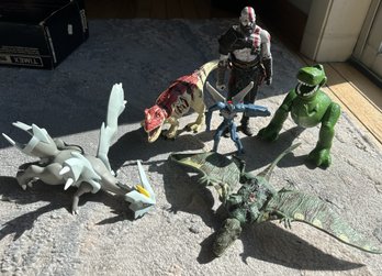 Action Figure Lot- God Of War Kratos, Pokemon Kyurem, Jurassic World Dinosaurs, Toy Story Rex, Transformers