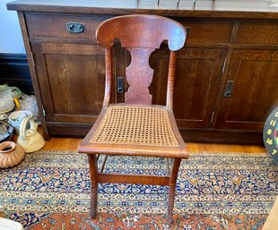 Beautiful Tiger Maple Caned Side Chair