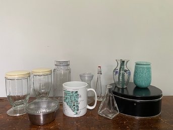 Assorted Household Lot: Glassware, Kitchenware And More