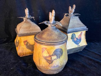 3 Piece Vintage Country Kitchen Canisters