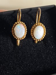 Vintage Sterling Silver Opal Earrings Stamped 925