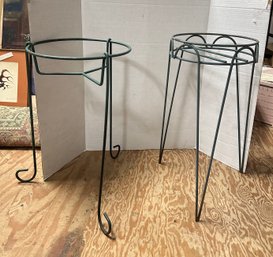 Mid Century Modern Metal Wire Plant Stands Hairpin Legs & Green Metal Plant Stand.  BS / WA - D