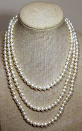 48' Long Genuine Cultured Pearl Eternity Strand Necklace