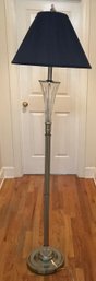 Beautiful Crystal Floor Lamp With Ridged Silver Post