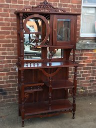 Fabulous Victorian Antique Style Mahogany Etagere / Curio Cabinet - Great Size / Great Condition - Hand Carved