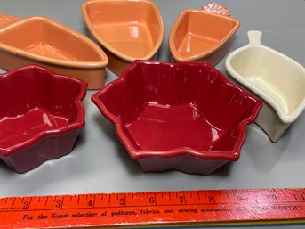 Chantal Ceramics 93-TV12-2, 93-TV13-2, 93-CA12, 93-CA15, 93-LO12 Red Orange And Off White Dishes No Chips