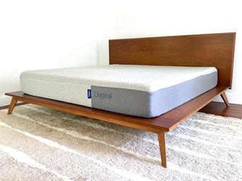 A Modern Walnut King Platform Bed 'Mid Century,' By Williams-Sonoma And Casper Mattress