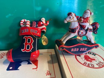 Boston Red Sox Ornaments  NIB - Rocking Horse And Stocking