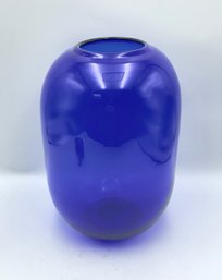 Large Vintage Blenko Cobalt Blue Pill Shaped Vase