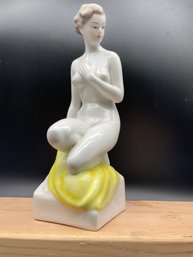 Art Deco , Vintage Hollohaza -hungarian Porcelain Nude Figurine . 11.5' Tall