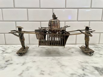 Antique Chinese Export Silver Sedan Chair Condiment Set