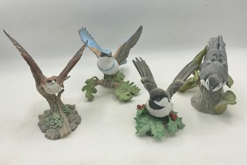 4 Vintage Lenox Porcelain Birds ~ Western Scrub Jay, White Breasted Nuthatch & More ~