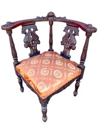 Antique Hand Carved Corner Chair With Double Eagles.