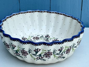 Handmade Polish Pottery Serving Bowl