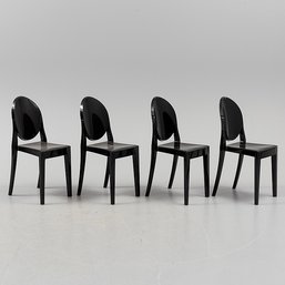 Black Phantom Armless Stackable Acrylic Side Chairs- Set Of 4