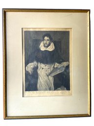 Timothy Cole, Master Printer -pencil Hand Signed Etching Of  A Portrait By El Greco.