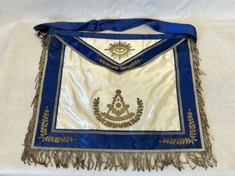 Rare Original Vintage FREEMASONS MASONIC Apron With Gold Bullion Fringe And Decoration