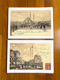 Pair Of Constanstinople 1898 Prints: Mosque De La Valide A Emin-Onon & Mosque De Tophane