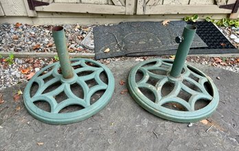 Pair Of Two Patio Metal Umbrella Stands