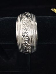 Vintage Carved Silver Bangle Cuff Bracelet 343