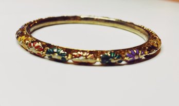 Bangle Bracelet With Flowers Of Different Colors