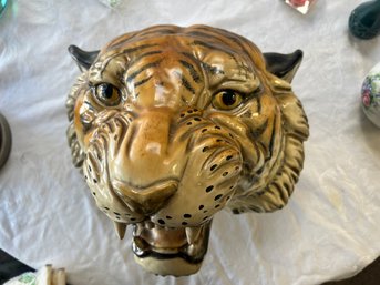 Vintage Ceramic Wall-mountable Tiger's Head