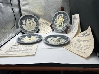 Set Of 4 Incolay Studios Of California Plates With Certificates