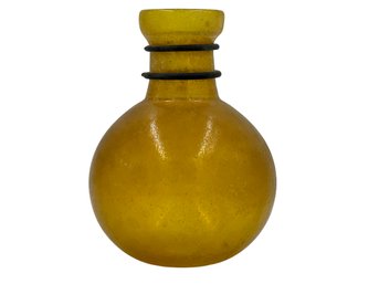 Scavo Finished Handblown & Sculpted Glass Widemouth Yellow Vase (a) - Crafted By A Local Guilford Artist-