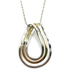 Vintage Italian Sterling Silver Sparkly Chain With Two Toned Sterling Silver And Vermeil Pendant