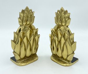 Vintage Brass Pineapple Bookends By Virginia Metal Crafters Newport