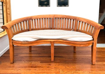 A Vintage Modern Kidney Form Teak Bench With Custom Cushion C. 1970's