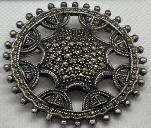 Large Stunning Signed JUDITH JACK Sterling Silver And Marcasite Brooch
