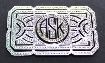 Very Fine Art Deco Sterling Silver Marcasite Brooch Monogram 'ASK'